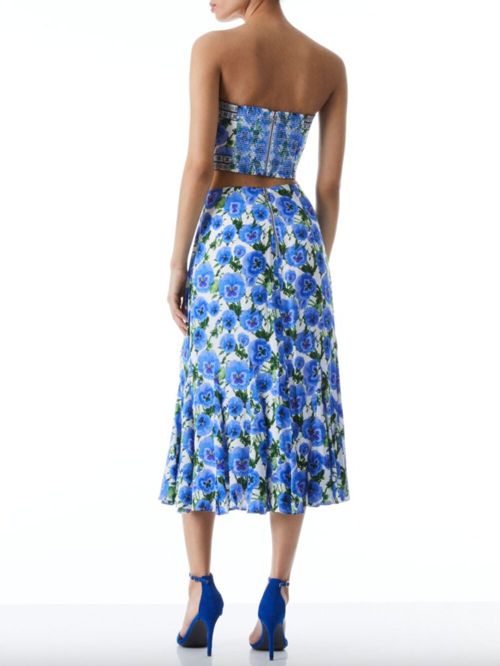 $250 Alice + Olivia Blue Perect Pansy Bandeau Ceresi Top size 12 - Picture 2 of 8